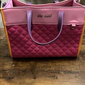 Betsey Johnson Pink and Orange Quilted Tote Bag